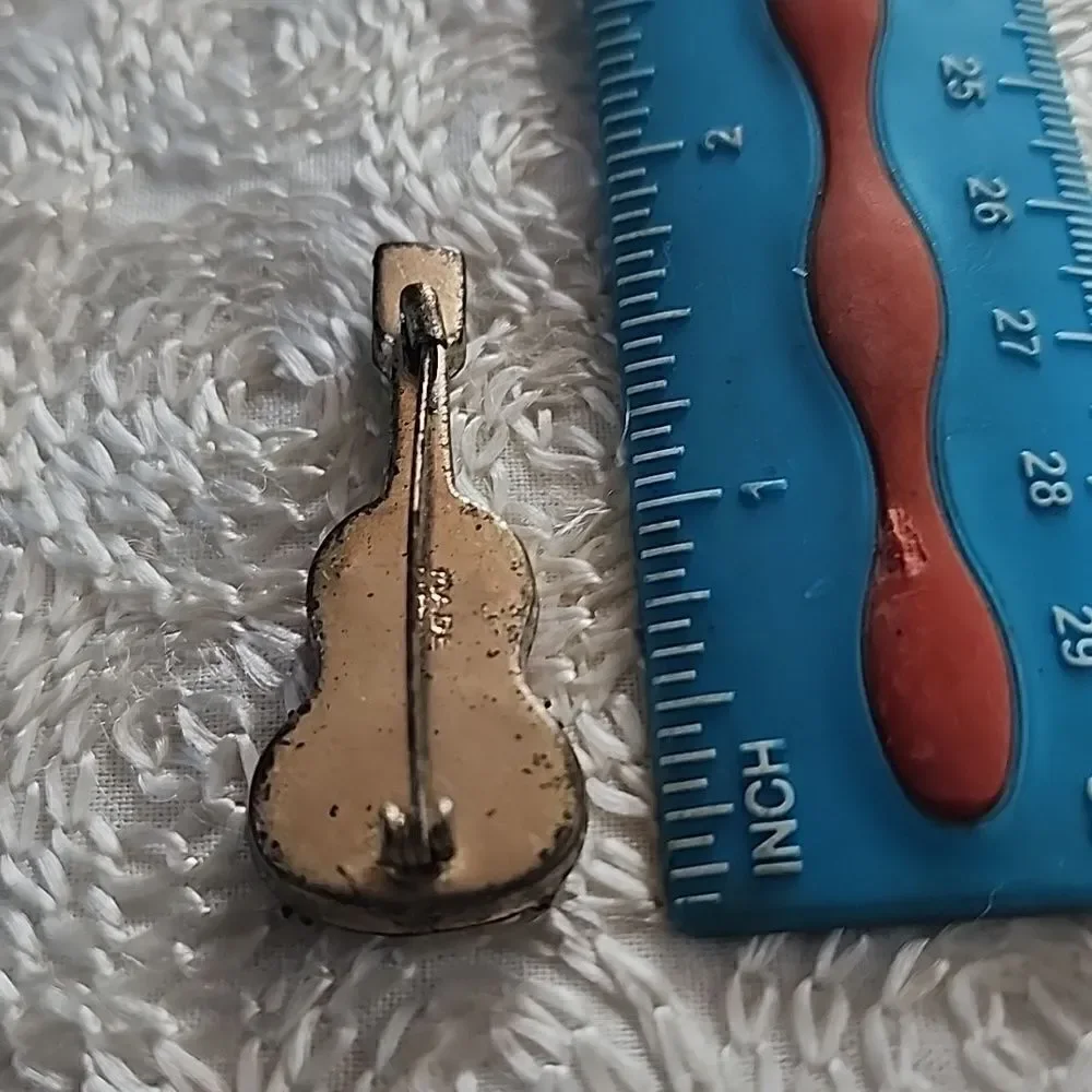 VINTAGE Micromosaic guitar brooch pin Italian Mid Century
